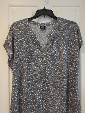 Casual Grey Polka Dot Henley Top